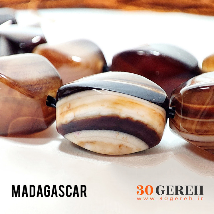تسبیح سنگی اصل درجه یک سنگ عقیق ماداگاسکار اورجینال