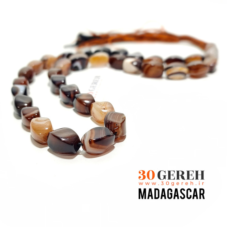 تسبیح سنگی اصل درجه یک سنگ عقیق ماداگاسکار اورجینال