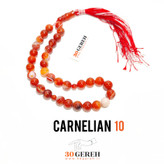 تسبیح سنگی عقیق کارنلین اصل درجه یک سایز 10 با شیخک عقیق معدنی و اصل