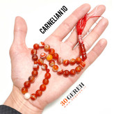 تسبیح سنگی عقیق کارنلین اصل درجه یک سایز 10 با شیخک عقیق معدنی و اصل