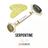 رولر و گواشای سنگ یشم سرپانتین اصل معدنی رولر ماساژور سنگی صورت