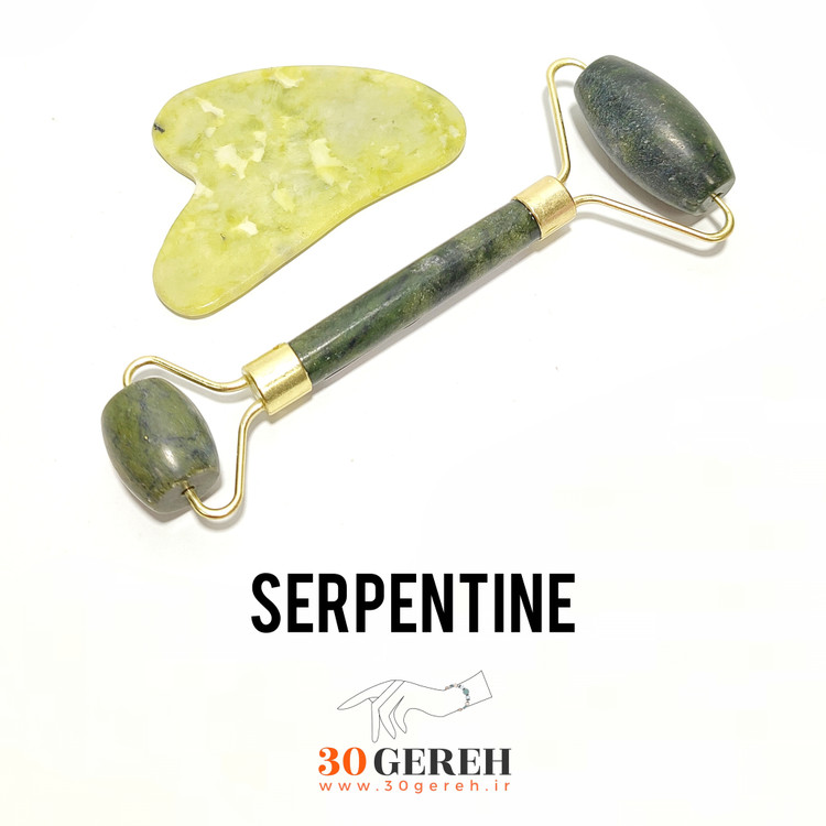 رولر و گواشای سنگ یشم سرپانتین اصل معدنی رولر ماساژور سنگی صورت