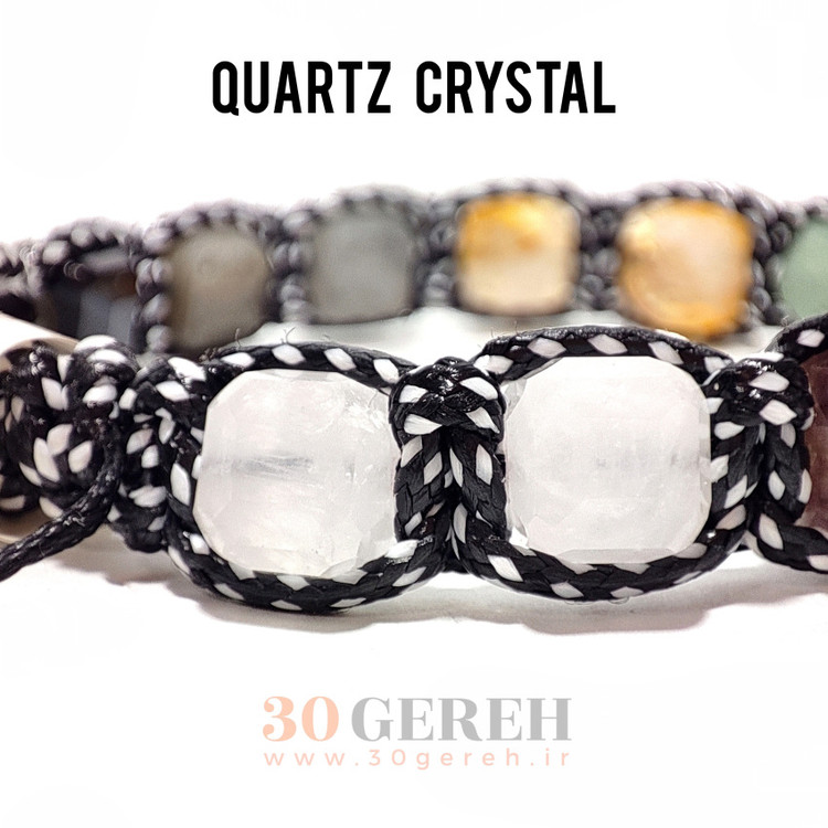 دستبند سنگی هفت چاکرا تراش جواهری باکسی بافت دو رنگ خاص دستبند خلاقیت