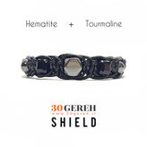 دستبند سنگی سپر یا محافظ با سنگ تورمالین و حدید تراش گرد و جواهری و تراش دست