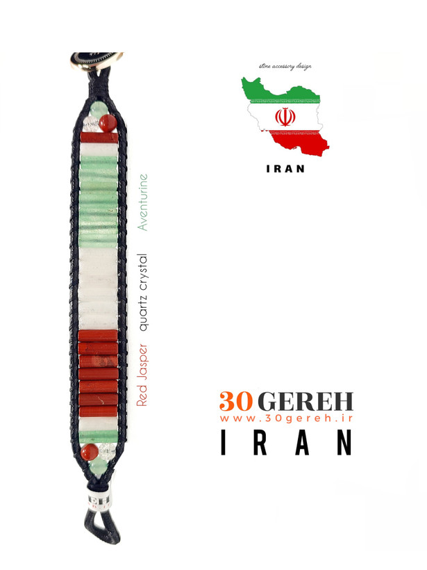 دستبند سنگ های اصل آونتورین کوارتز جاسپر قرمز تراش لوله ای دستبند سنگی ایران