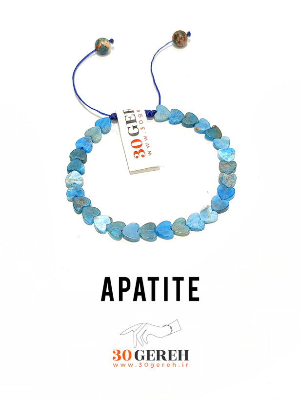 دستبند سنگی آپاتیت قلبی جدیدترین تراش سنگ آپاتیت اصل معدنی