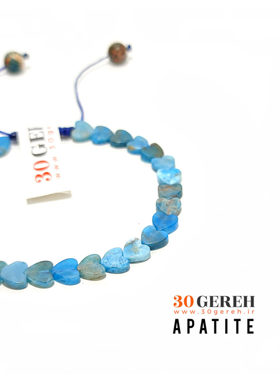 دستبند سنگی آپاتیت قلبی جدیدترین تراش سنگ آپاتیت اصل معدنی