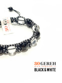 دستبند سنگی تورمالین سیاه و کریستال کوارتز اصل و معدنی دستبند سیاه سفید