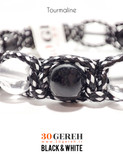 دستبند سنگی تورمالین سیاه و کریستال کوارتز اصل و معدنی دستبند سیاه سفید