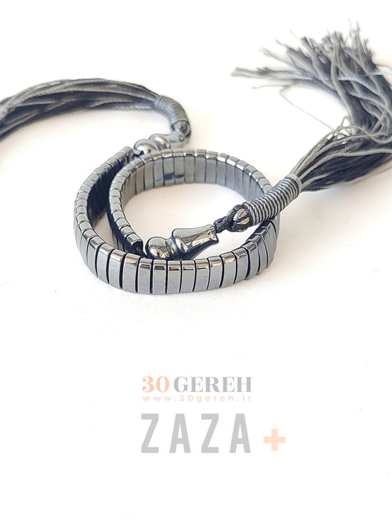 اولین تسبیح زازا دستساز در ایران دو سر شیخک و آویز با سنگ حدید اصل درجه یک بسیار براق تسبیح سنگی زازا