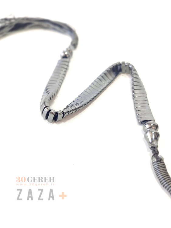 اولین تسبیح زازا دستساز در ایران دو سر شیخک و آویز با سنگ حدید اصل درجه یک بسیار براق تسبیح سنگی زازا