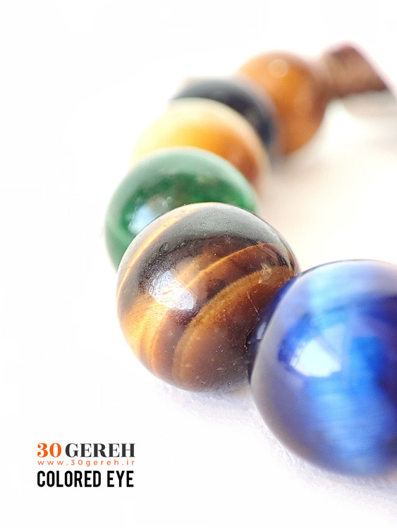 دستبند چشم ببر رنگی اصل دستبند سنگی چشم ببر اصل معدنی تایگر رنگی