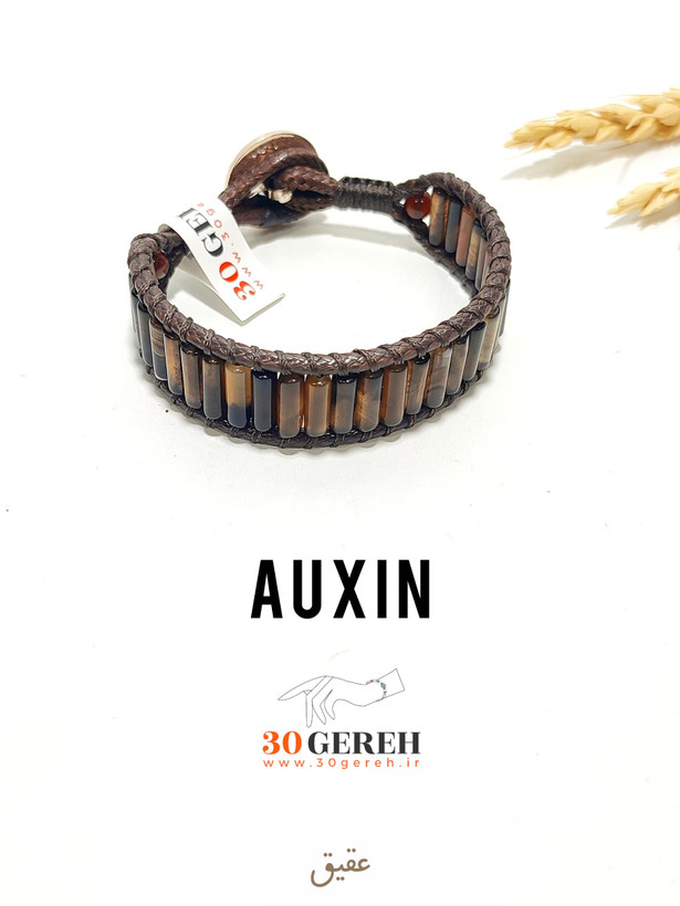 دستبند سنگی عقیق قهوه ای اصل معدنی با چرم ضخیم دستبند سنگ اکسین