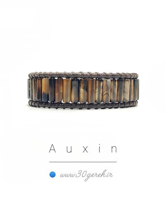 دستبند سنگی عقیق قهوه ای اصل معدنی با چرم ضخیم دستبند سنگ اکسین