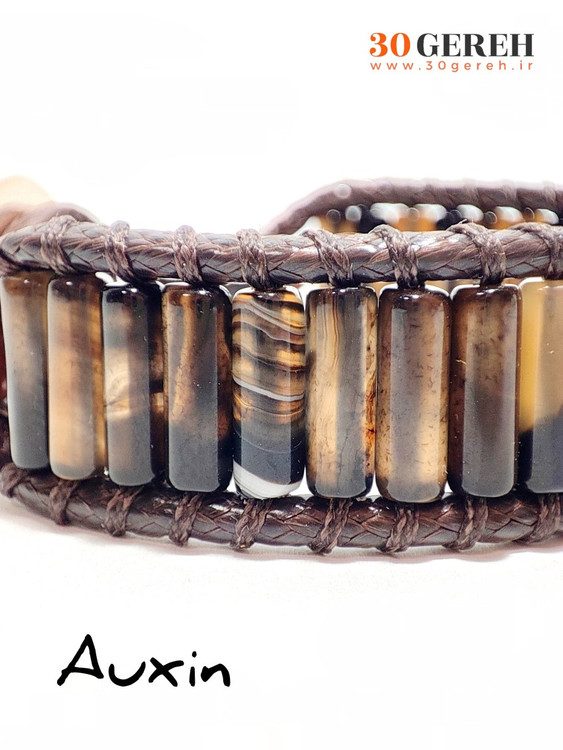 دستبند سنگی عقیق قهوه ای اصل معدنی با چرم ضخیم دستبند سنگ اکسین