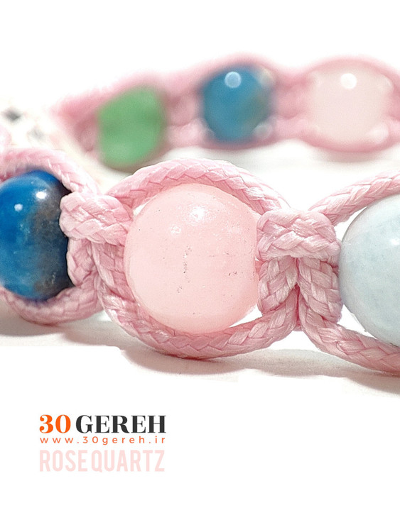 ست دستبند دوتایی ماه صورتی آکوامارین آمیتیست آپاتیت سیترین آونتورین رزکوارتز آمازونیت اصل و معدنی