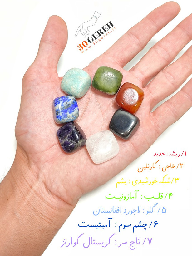 پک سنگ های تامبل هفت چاکرا سری سوم با کیفیت بسیار بالا و درجه یک