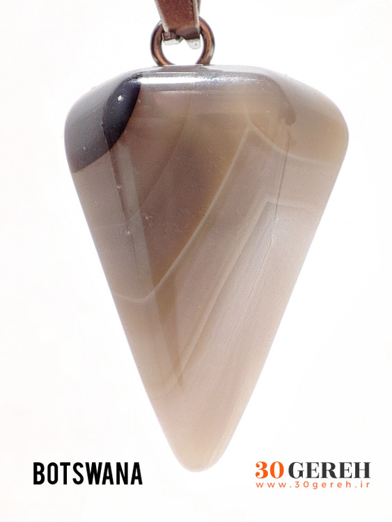گردنبند سنگی عقیق بوتسوانا طبیعی با زنجیر استیل رایگان تراش شاغول
