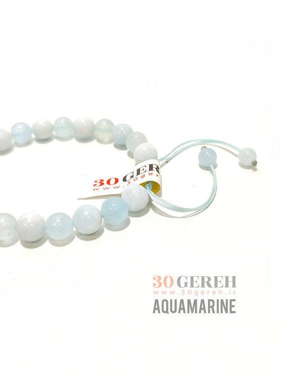 دستبند سنگی تک سنگ آکوامارین درجه یک قابل تنظیم مردانه و زنانه