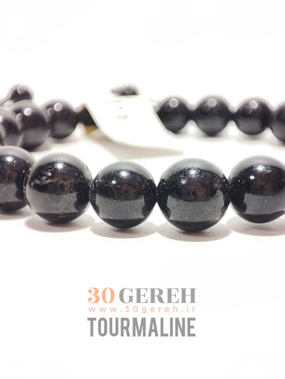 دستبند سنگی تورمالین سیاه اصل و معدنی سایز استاندارد بدون بافت