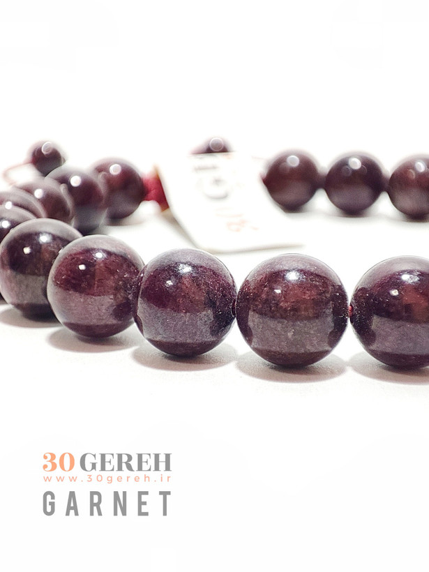 دستبند سنگ گارنت اصل و طبیعی با کیفیت بسیار بالا سایز 8 درشت