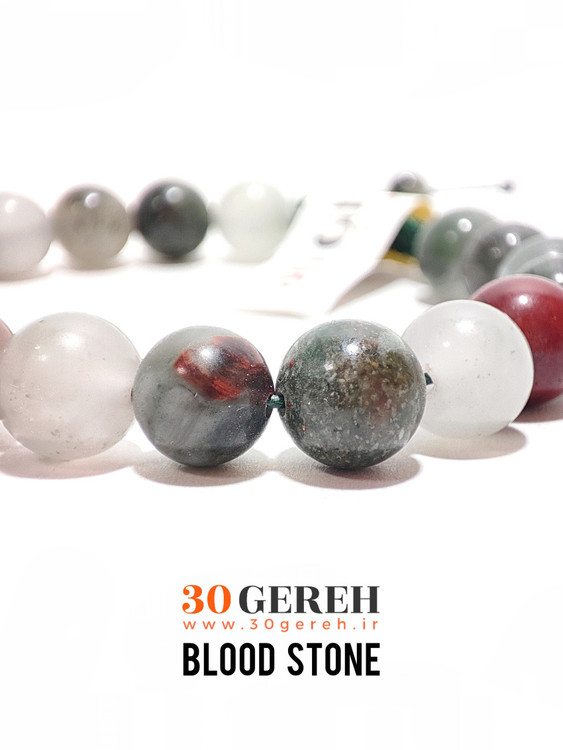 دستبند سنگی سنگ خون اصل و معدنی بدون بافت قابل تنظیم