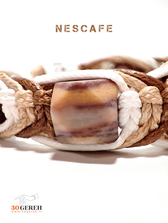 دستبند سنگی نسکافه با تراش خاص سنگ جاسپر اصل قابل تنظیم و یونیسکس