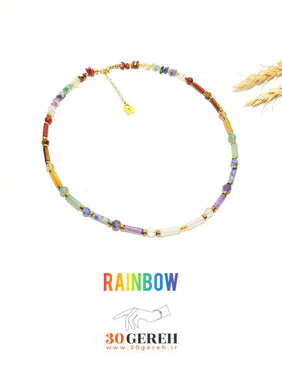 نیمست گردنبند دستبند سنگی هفت چاکرای اصل و معدنی با تراش خاص