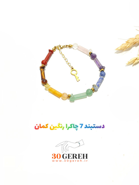 نیمست گردنبند دستبند سنگی هفت چاکرای اصل و معدنی با تراش خاص