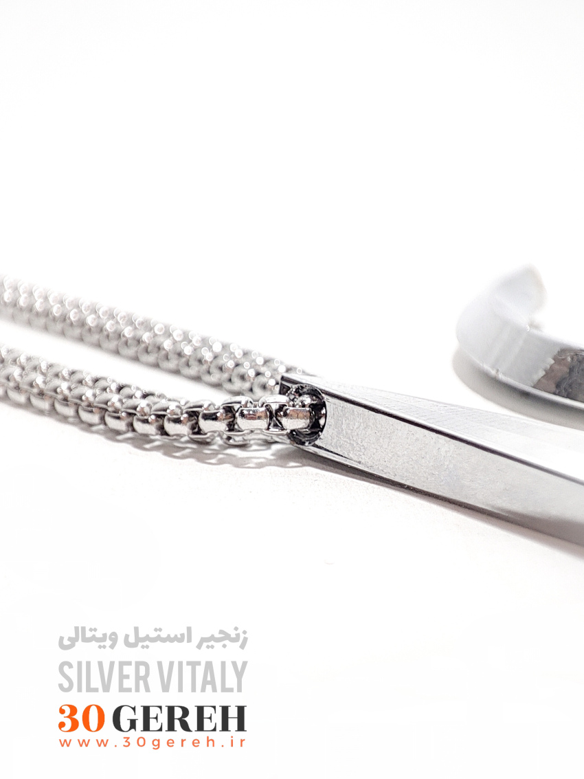 گردنبند و دستبند طرح پیچ نقره ای با زنجیر استیل ویتالی رنگ ثابت