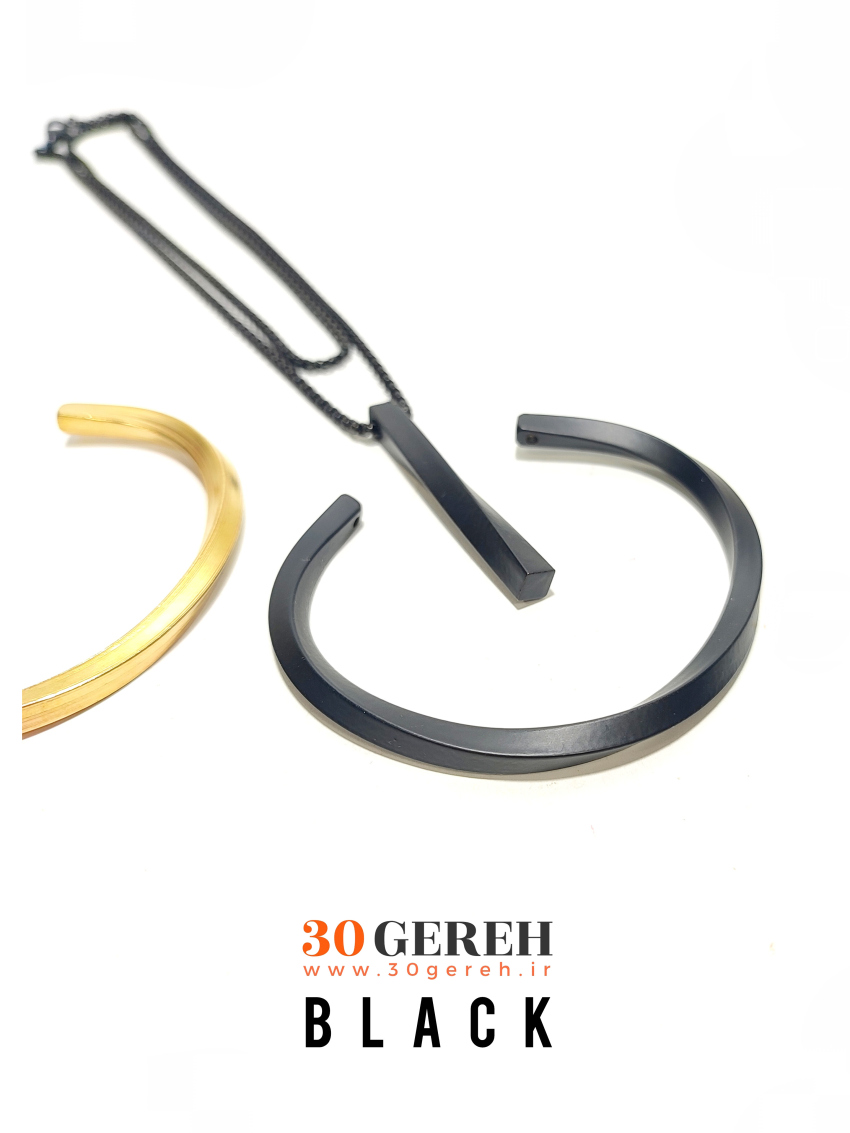 گردنبند و دستبند طرح پیچ نقره ای با زنجیر استیل ویتالی رنگ ثابت