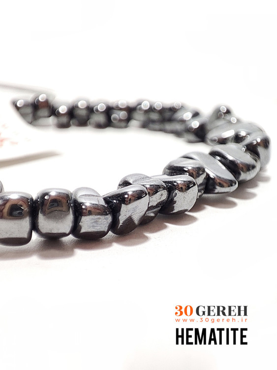 دستبند سنگی حدید یا هماتیت اصل معدنی تراش نامنظم چیپسی