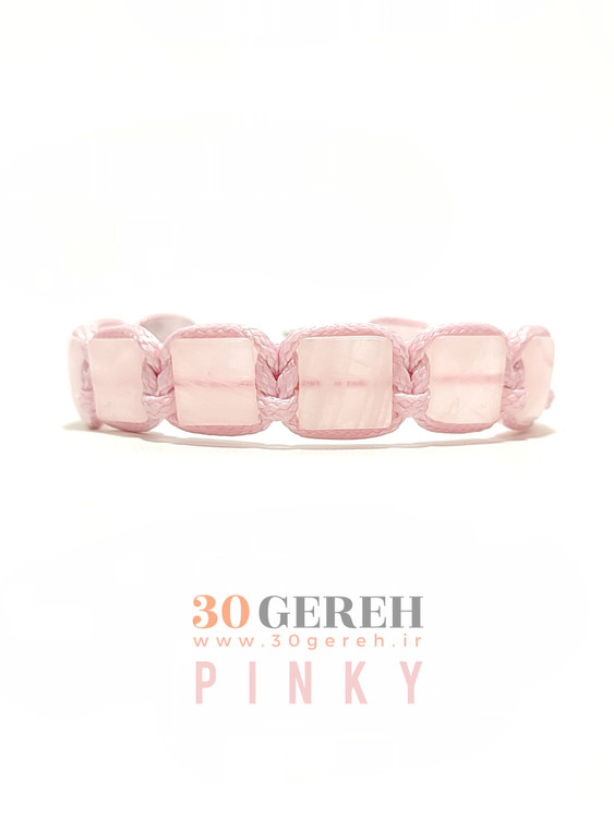 خاص ترین دستبند سنگی دخترانه فانتزی با سنگ رزکوارتز اصل تراش خاص دستبند پینکی