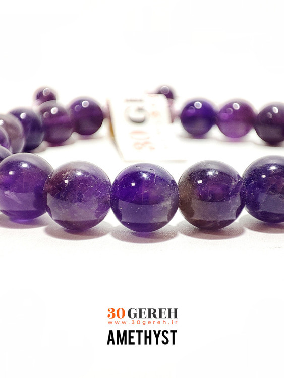 دستبند سنگی آمیتیست تیره درجه یک فری سایز و یونیسکس